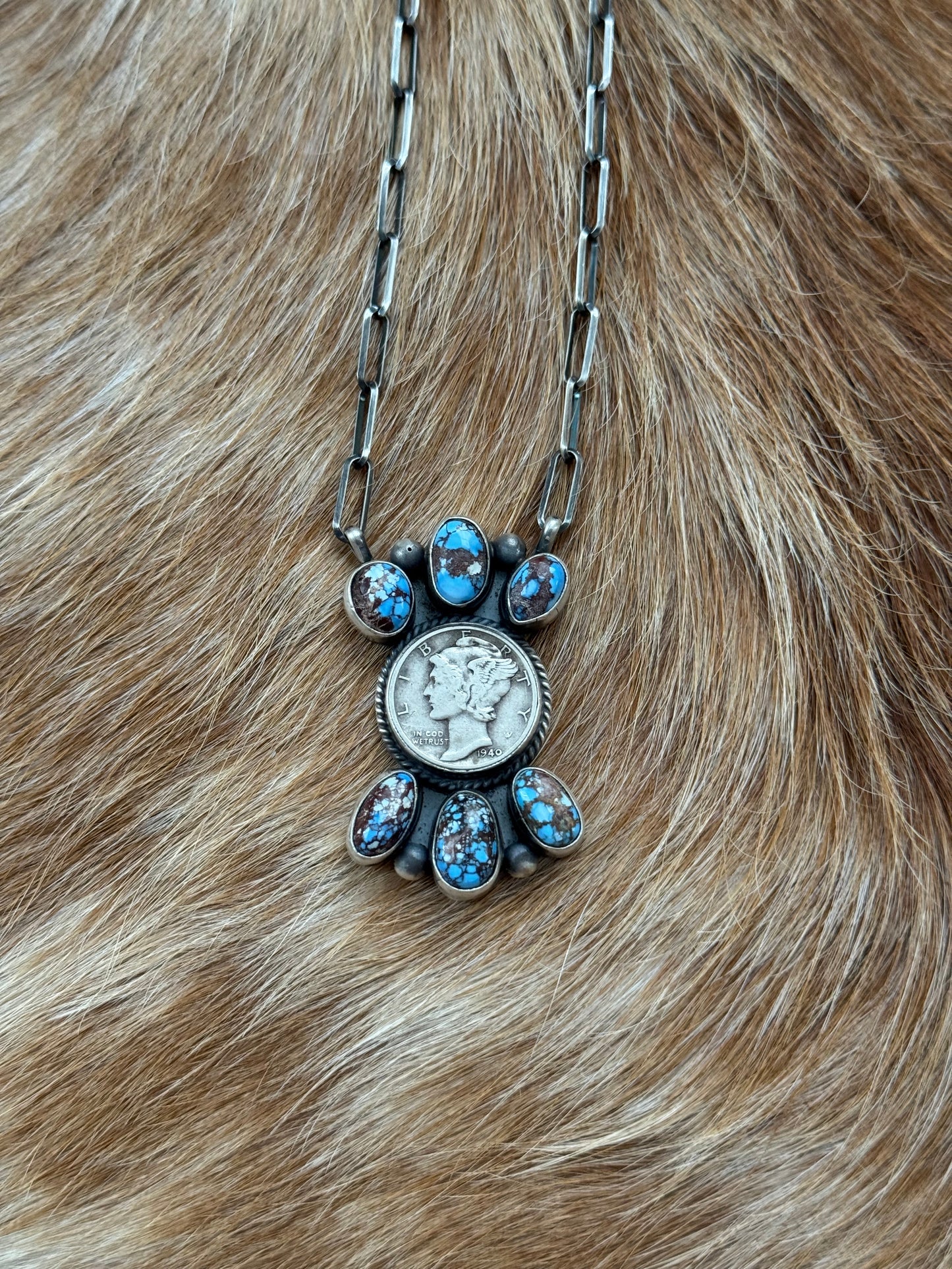 Golden Hills Turquoise Liberty Coin Cluster Necklace