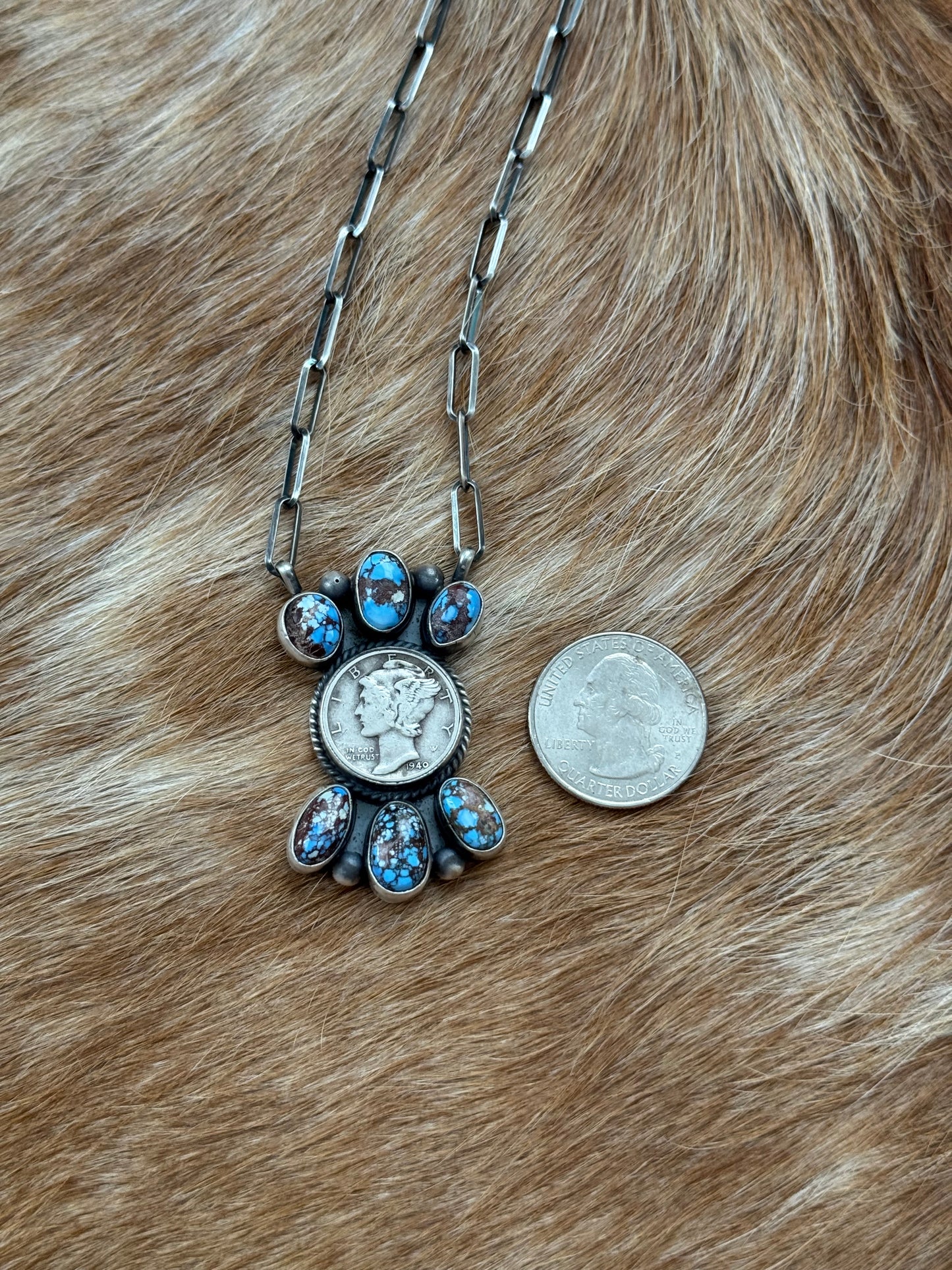 Golden Hills Turquoise Liberty Coin Cluster Necklace