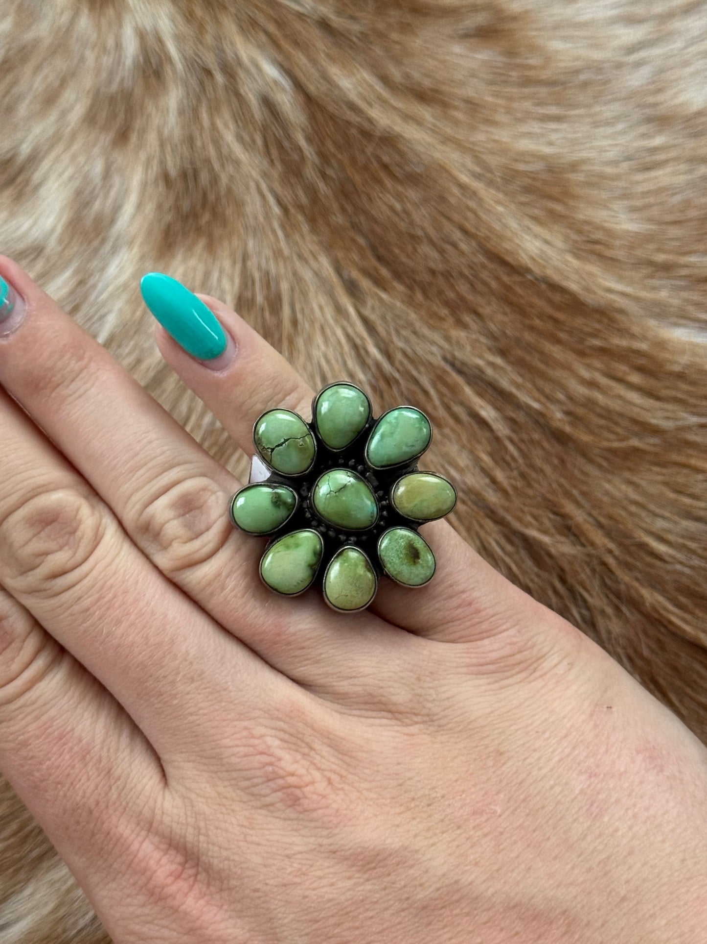 Size 6 Sonoran Gold Turquoise Cluster Ring