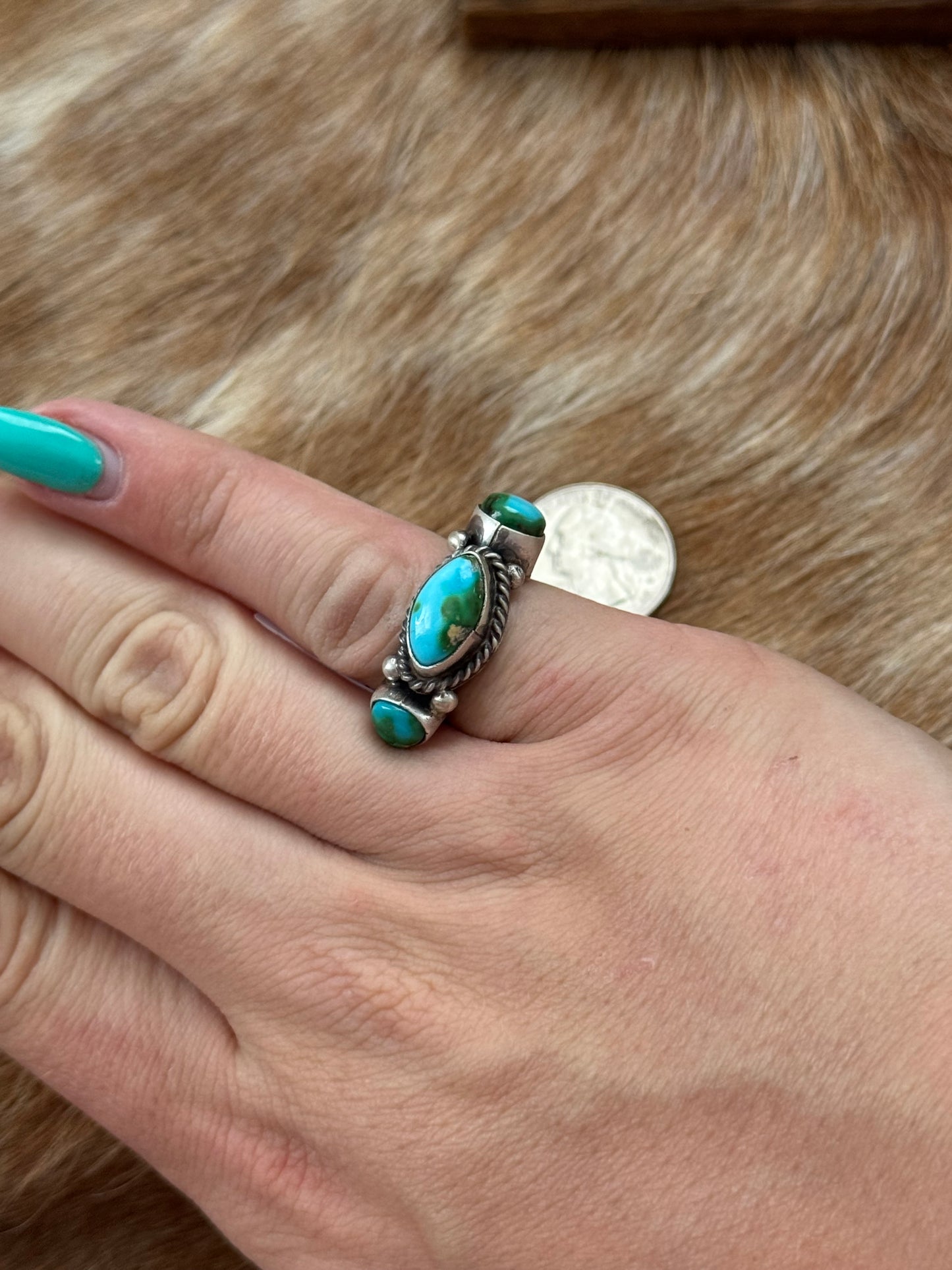 Size 7 Sonoran Gold Turquoise Cluster Ring