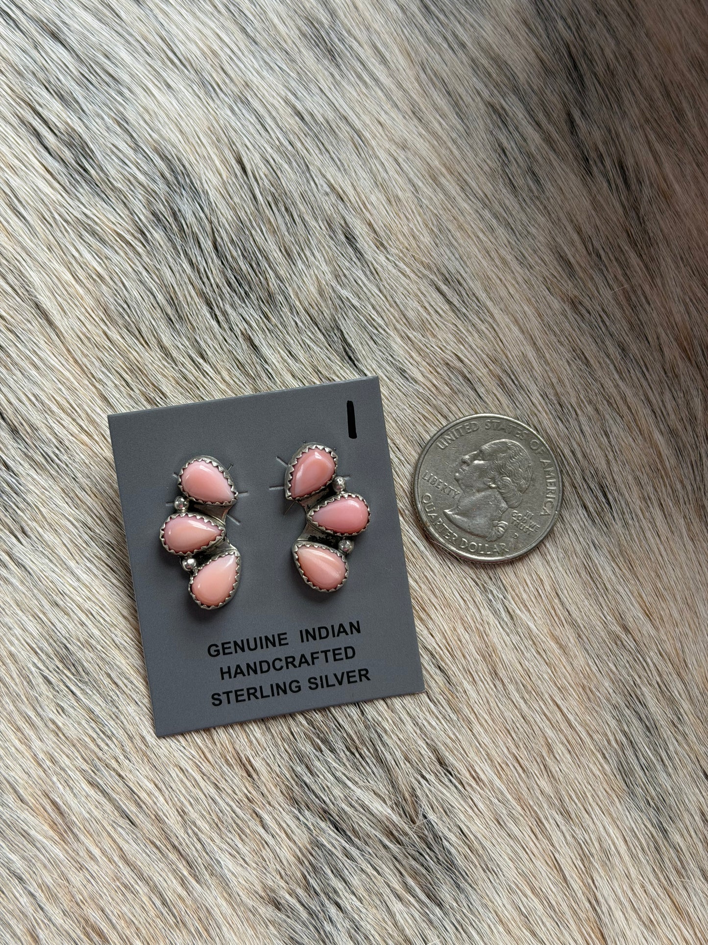 Pink Conch Cluster Earrings