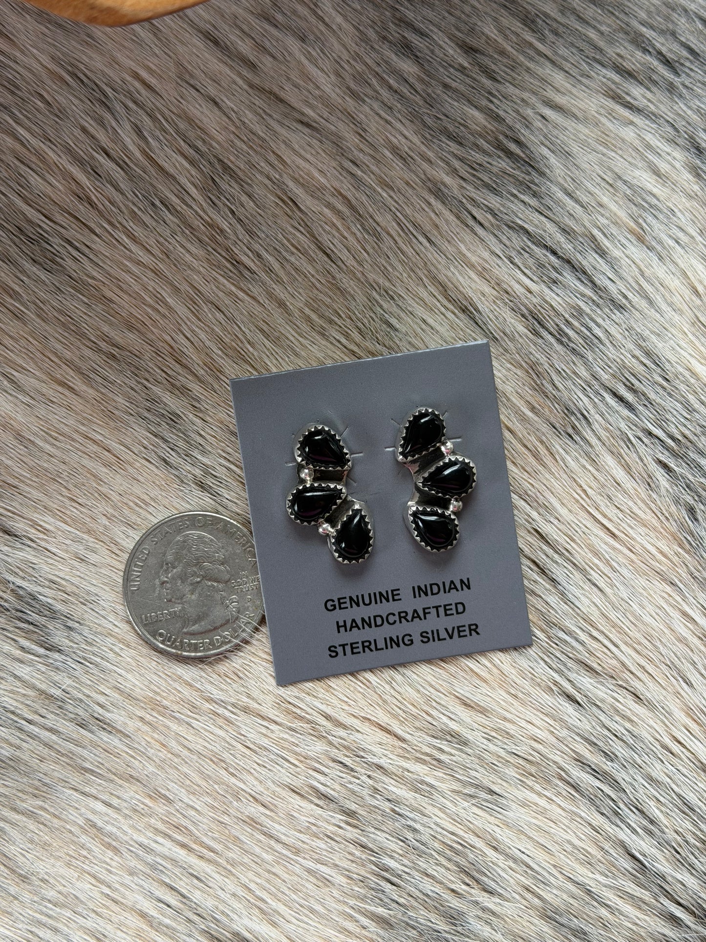Black Onyx Cluster Earrings