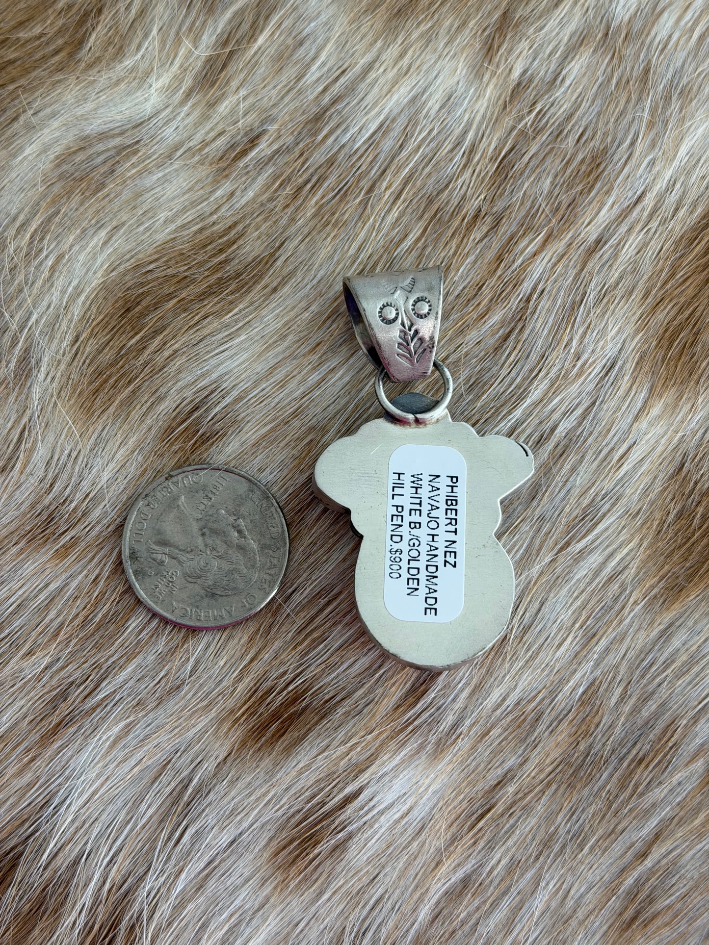 Golden Hills Turquoise and White Buffalo Pendant