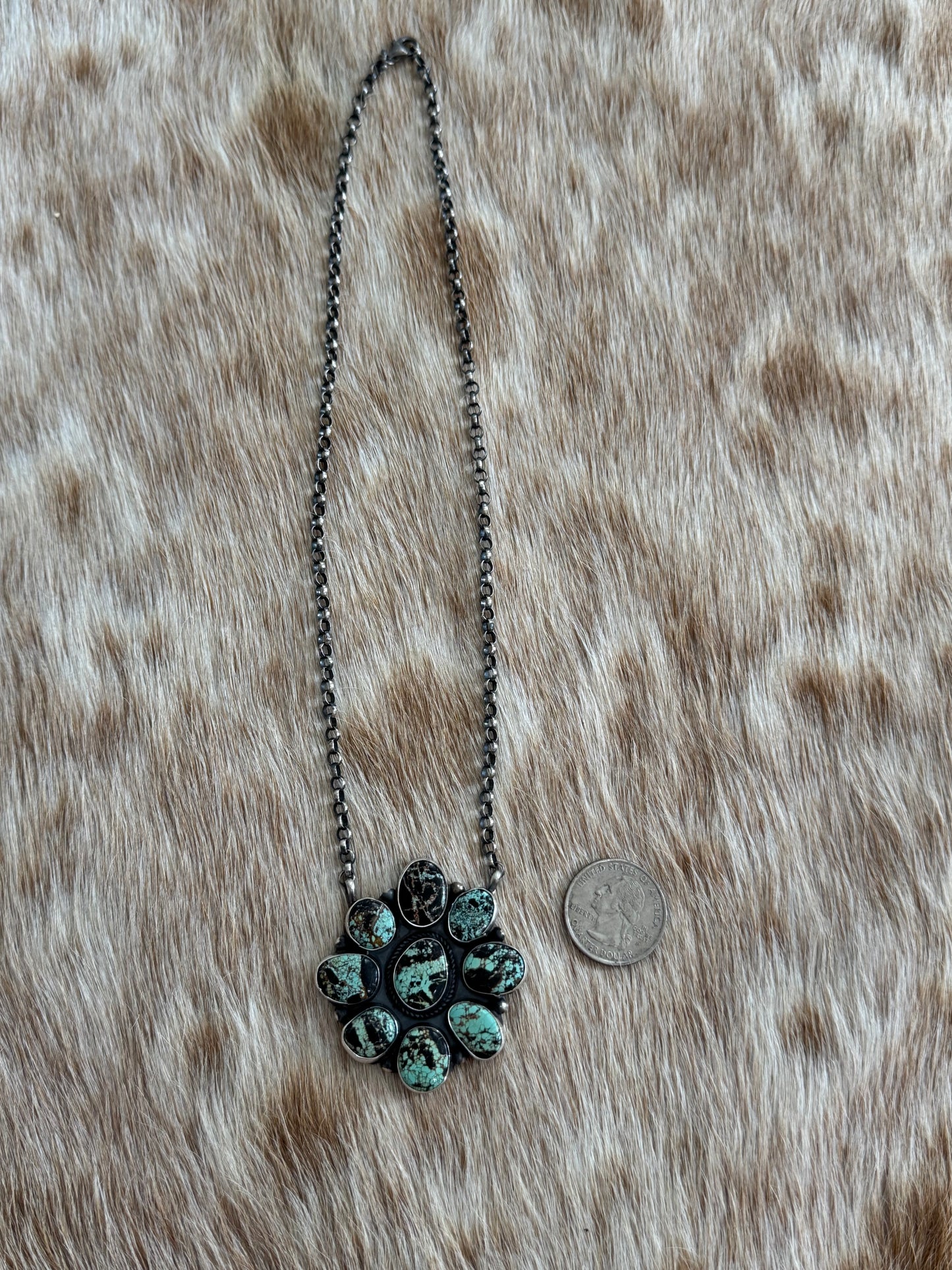 Black Jack Turquoise Cluster Necklace