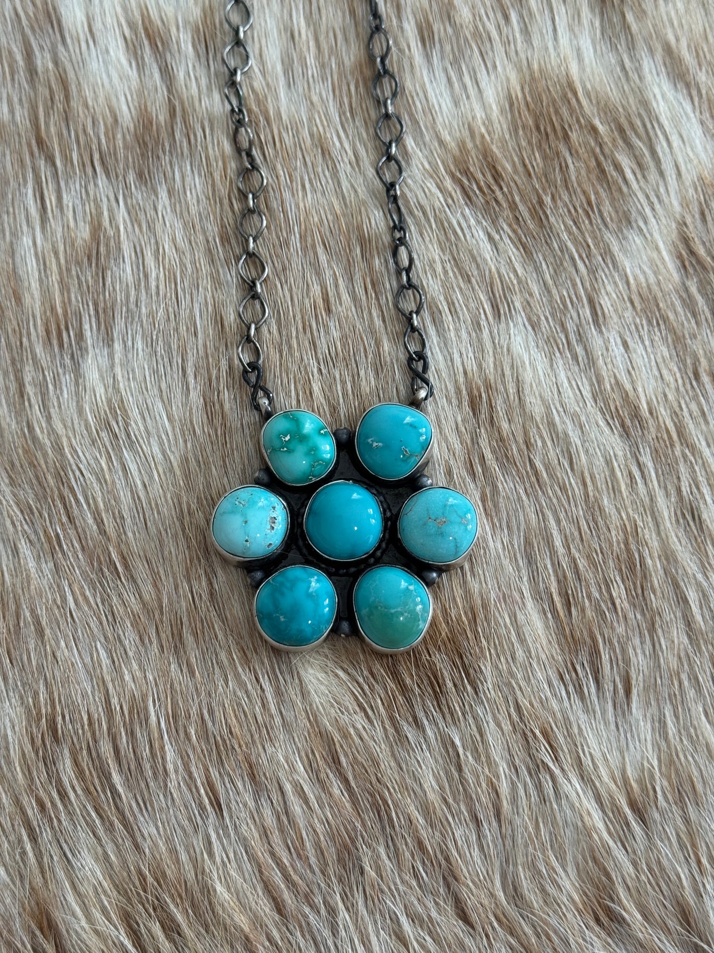 White Water Turquoise Cluster Necklace