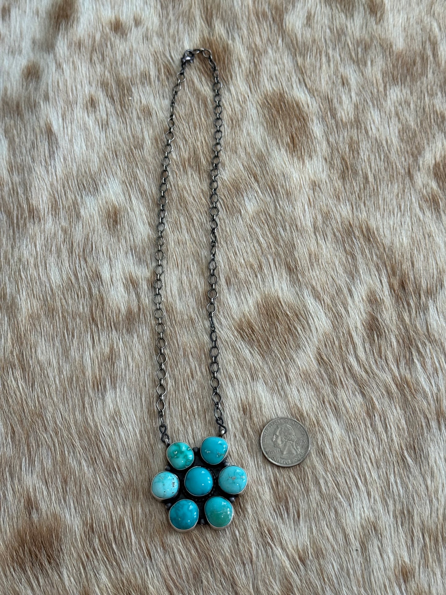 White Water Turquoise Cluster Necklace
