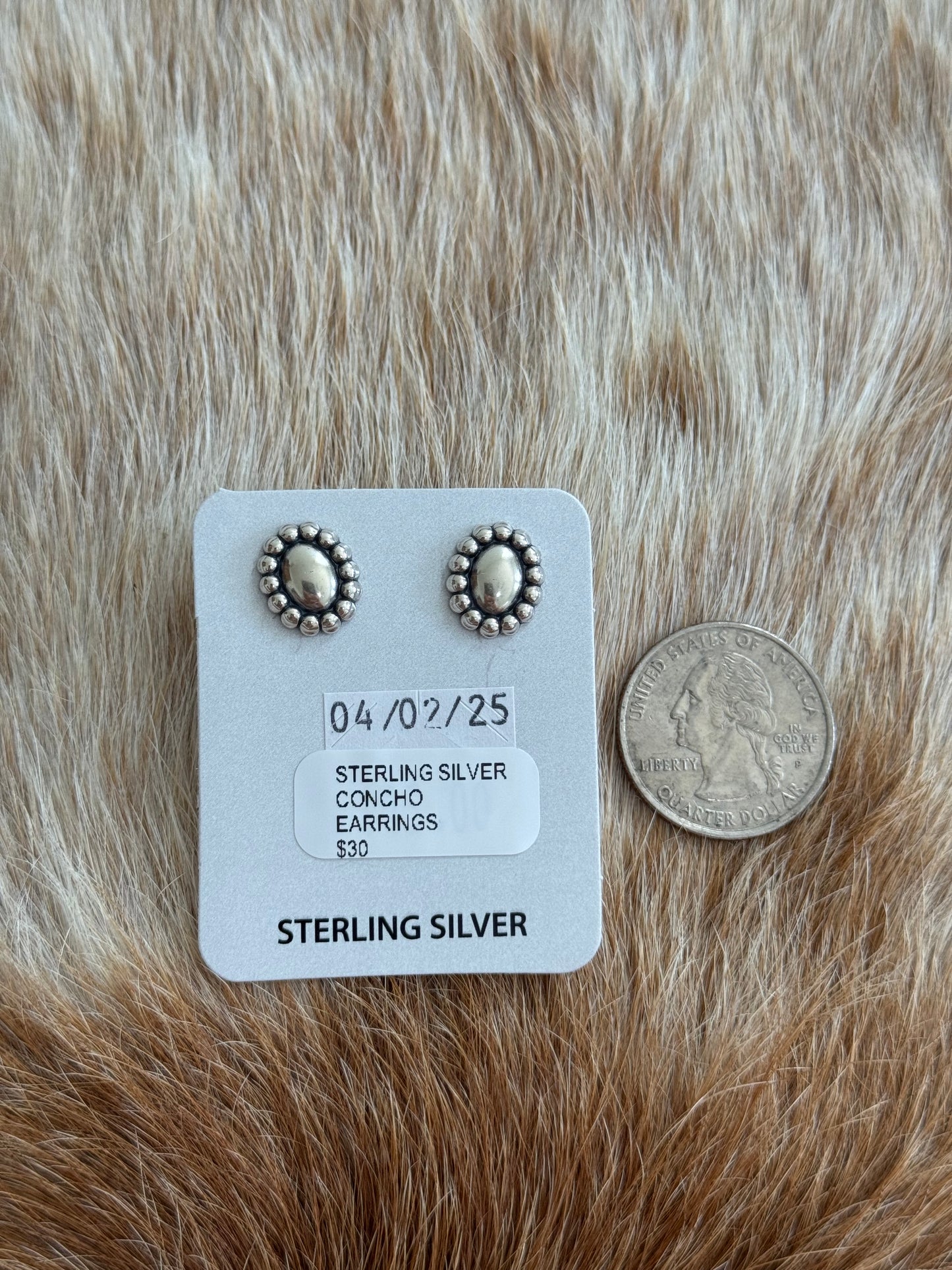 Sterling Silver Concho Earrings