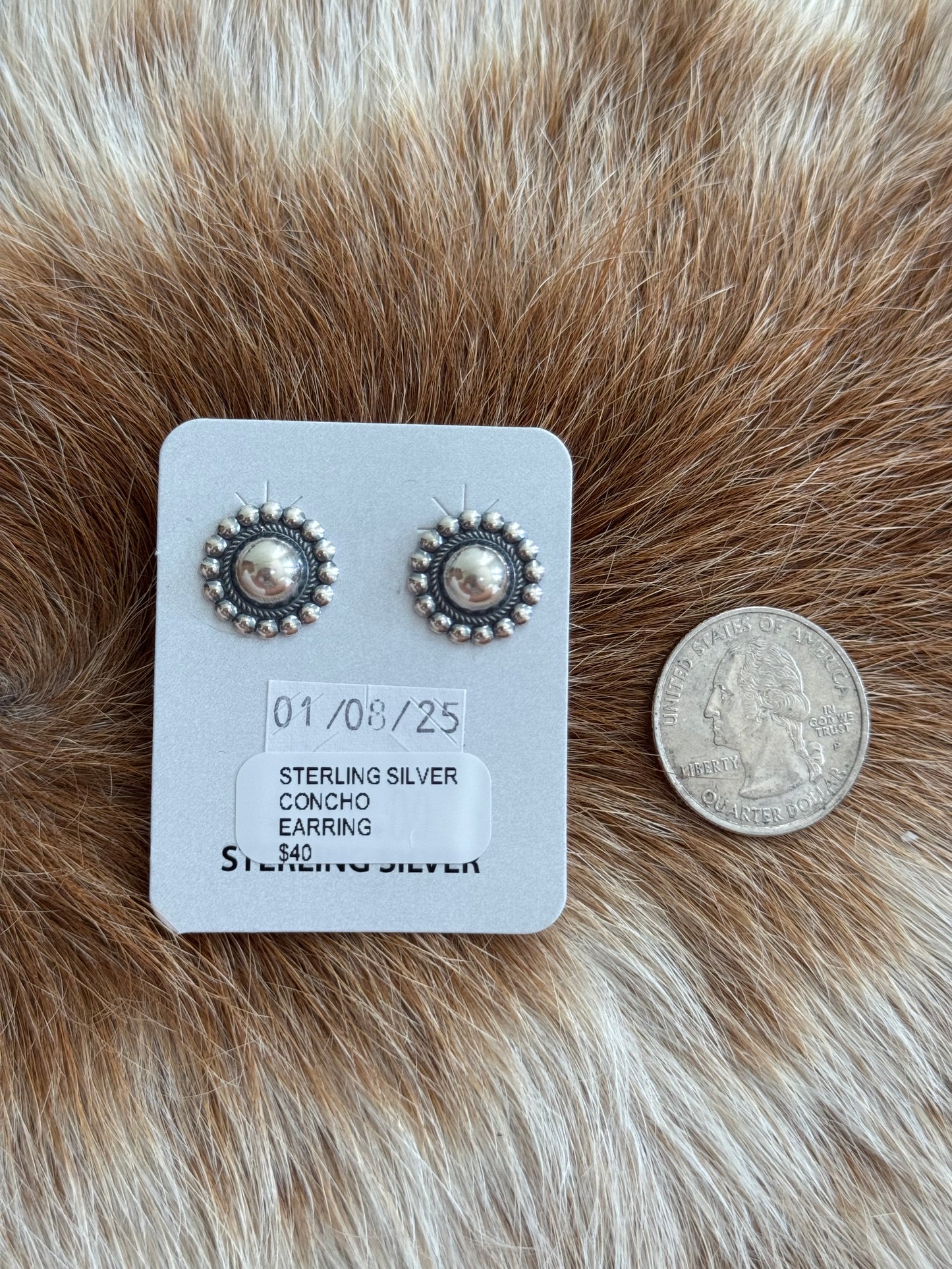 Sterling Silver Concho Earrings
