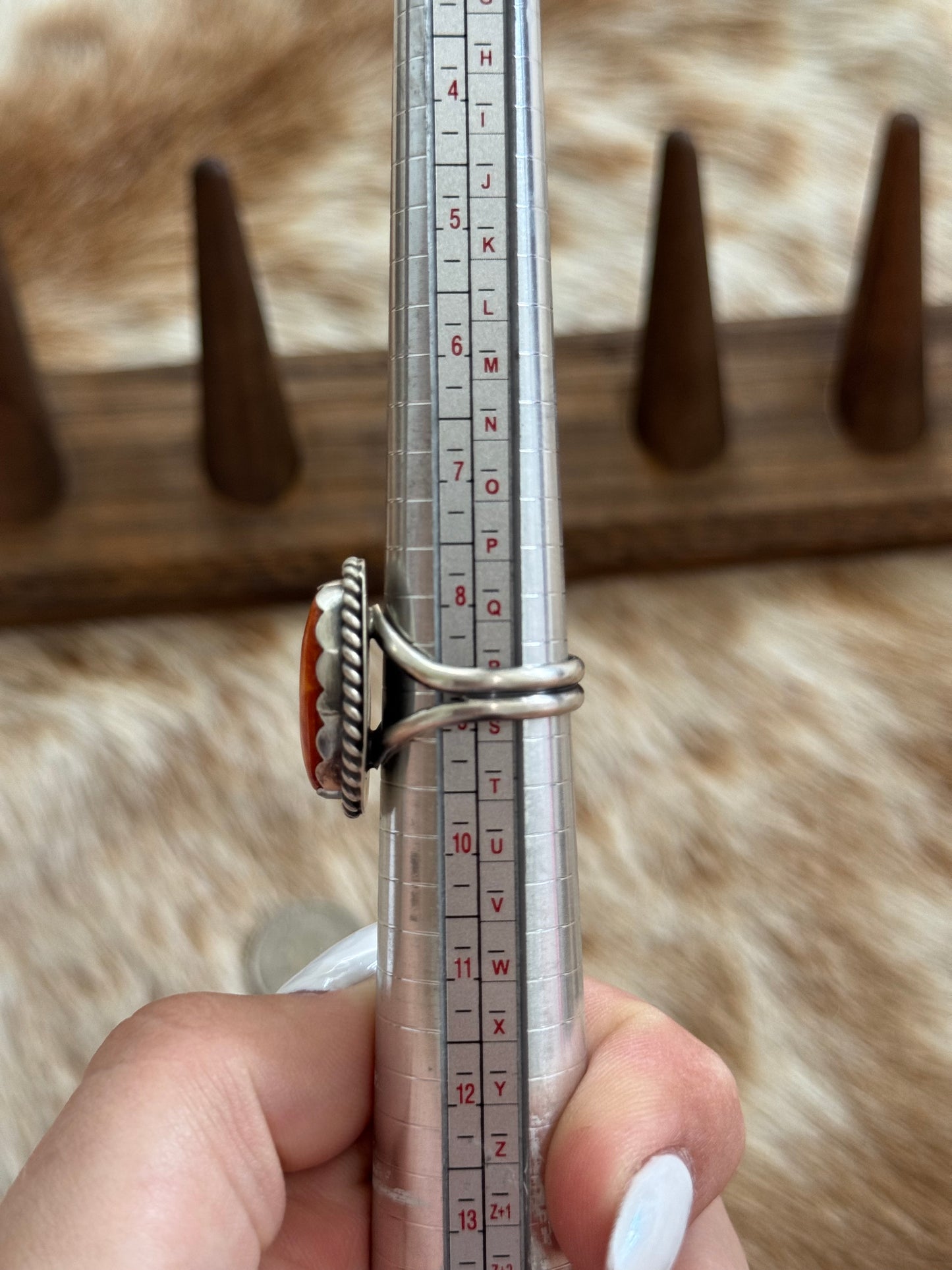 Size 9 Orange Spiny Oyster Shell Ring