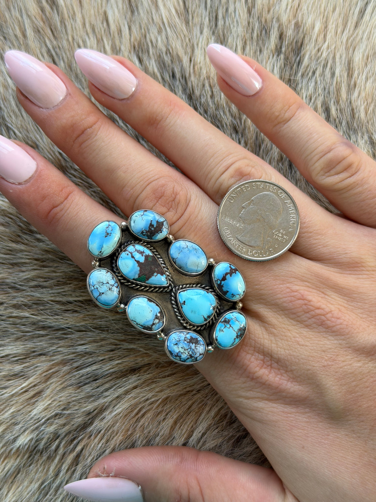 Adjustable Golden Hills Turquoise Cluster Ring