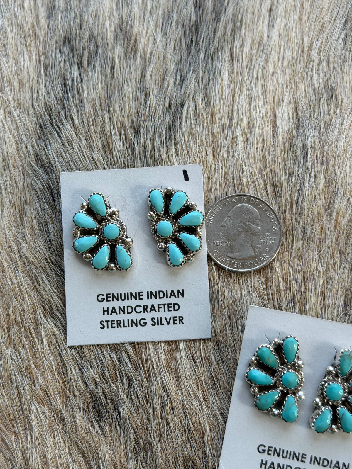 Kingman Turquoise Half Cluster Earrings