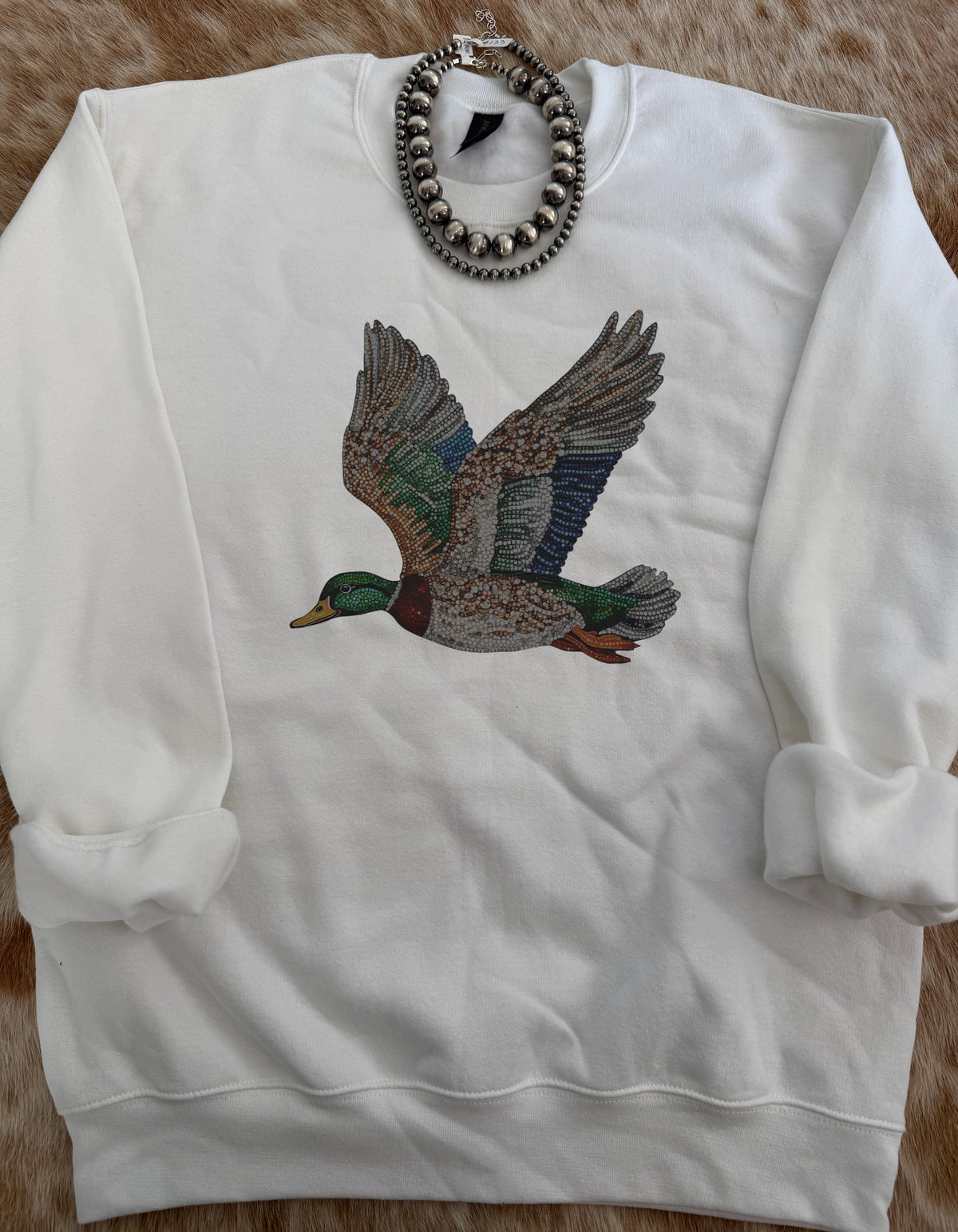 Rhinestone Mallard Duck Crewneck