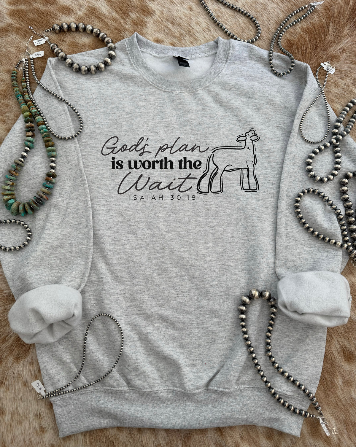 God's Plan is Worth the Wait - Isaiah 30:18 - Market Lamb Crewneck