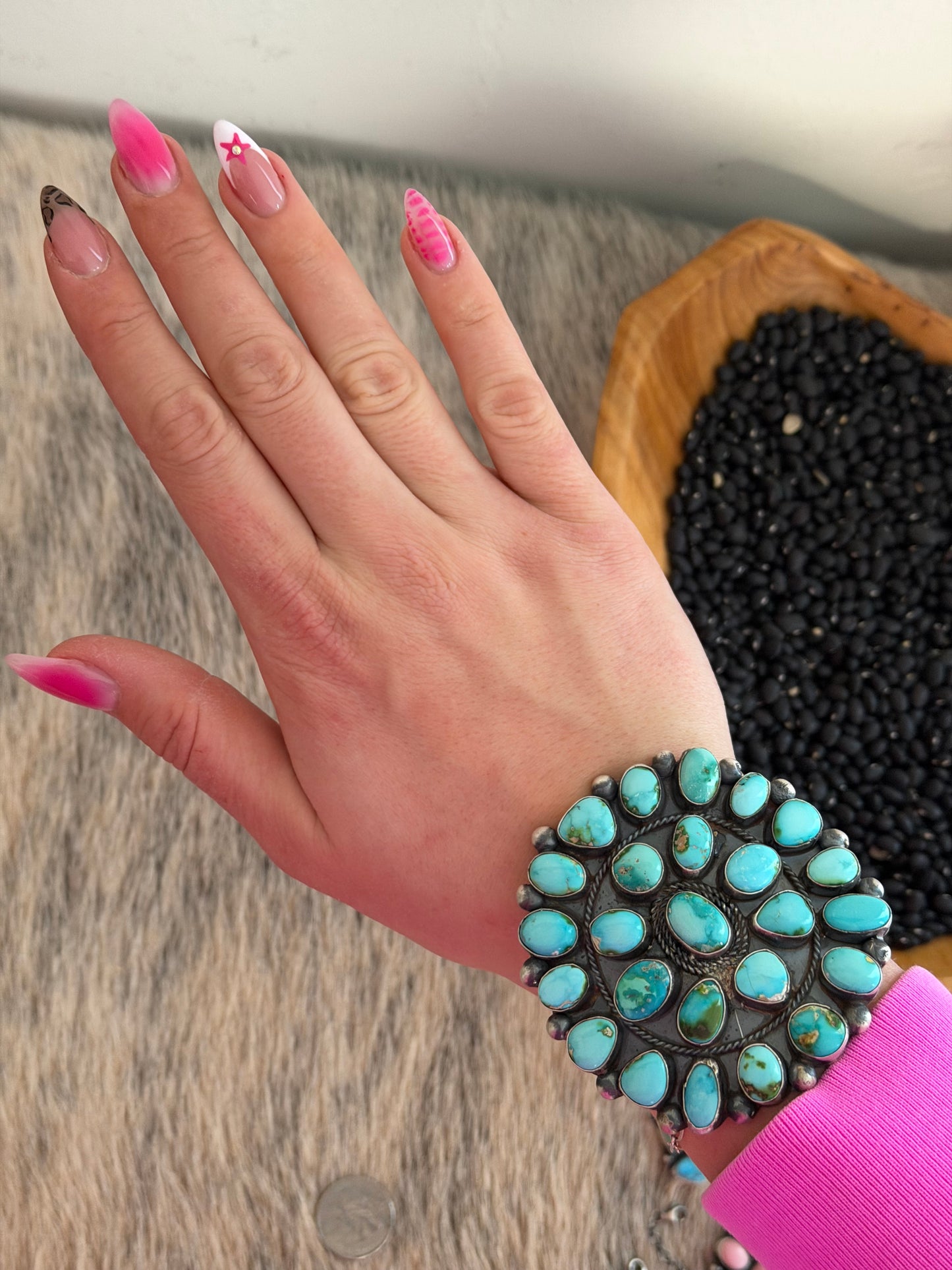 GIANT Sonoran Gold Turquoise Cluster Cuff