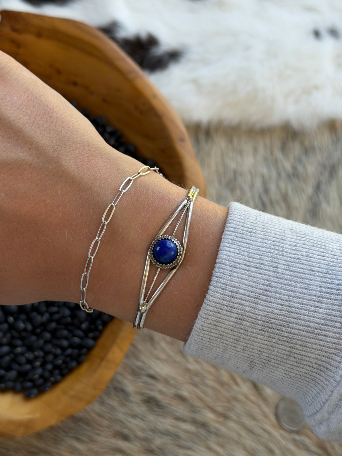 Blue Lapis Dainty Stacker Cuff