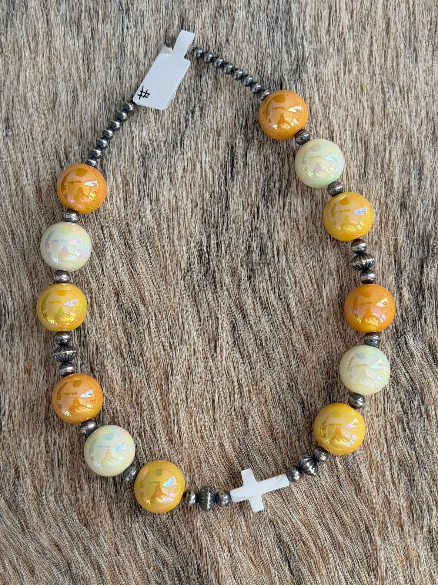 15" Yellow Chunky Cross Necklace