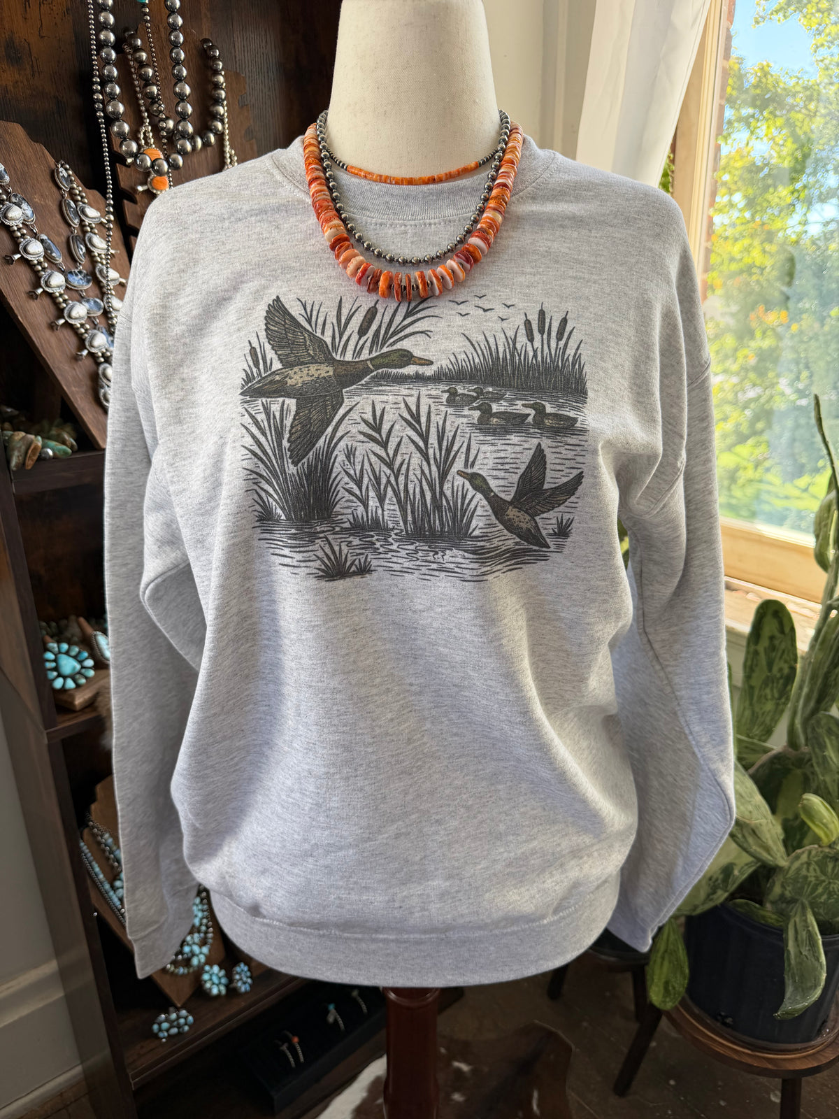 Flying Mallard Duck Hunting Crewneck