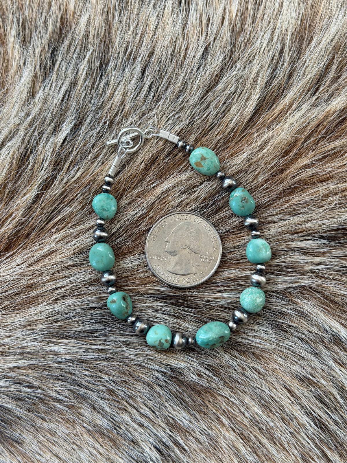 7.25" Green Turquoise Bracelet