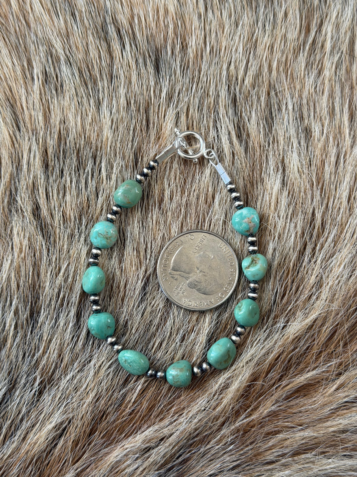 7.25" Green Turquoise Bracelet
