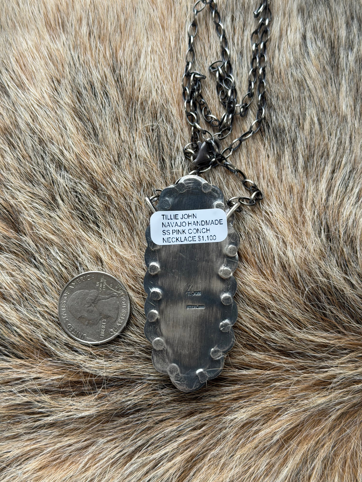 Pink Conch Two Stone Necklace