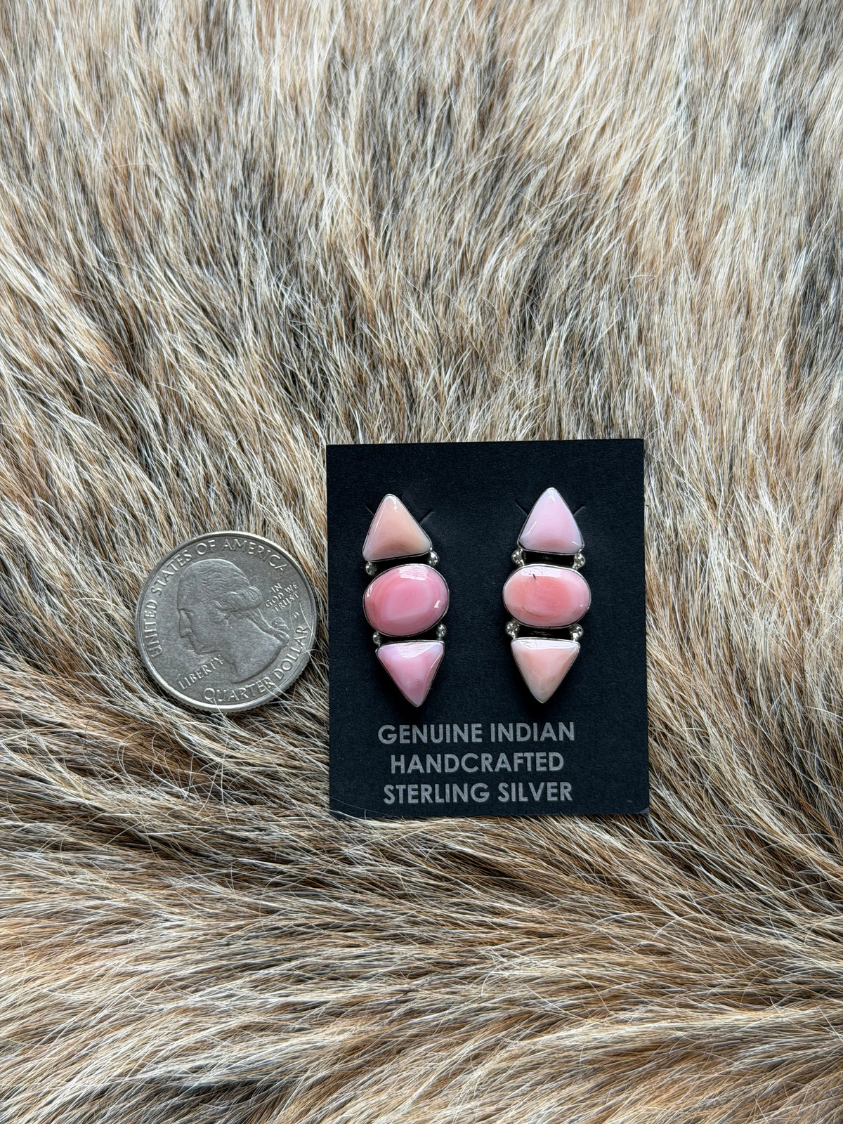 Pink Conch Cluster Stud Earrings