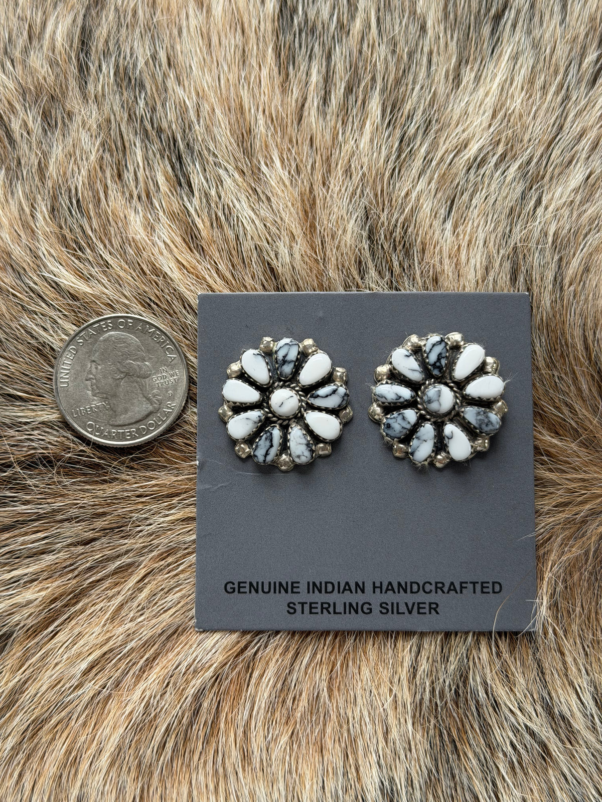 White Buffalo Cluster Earrings