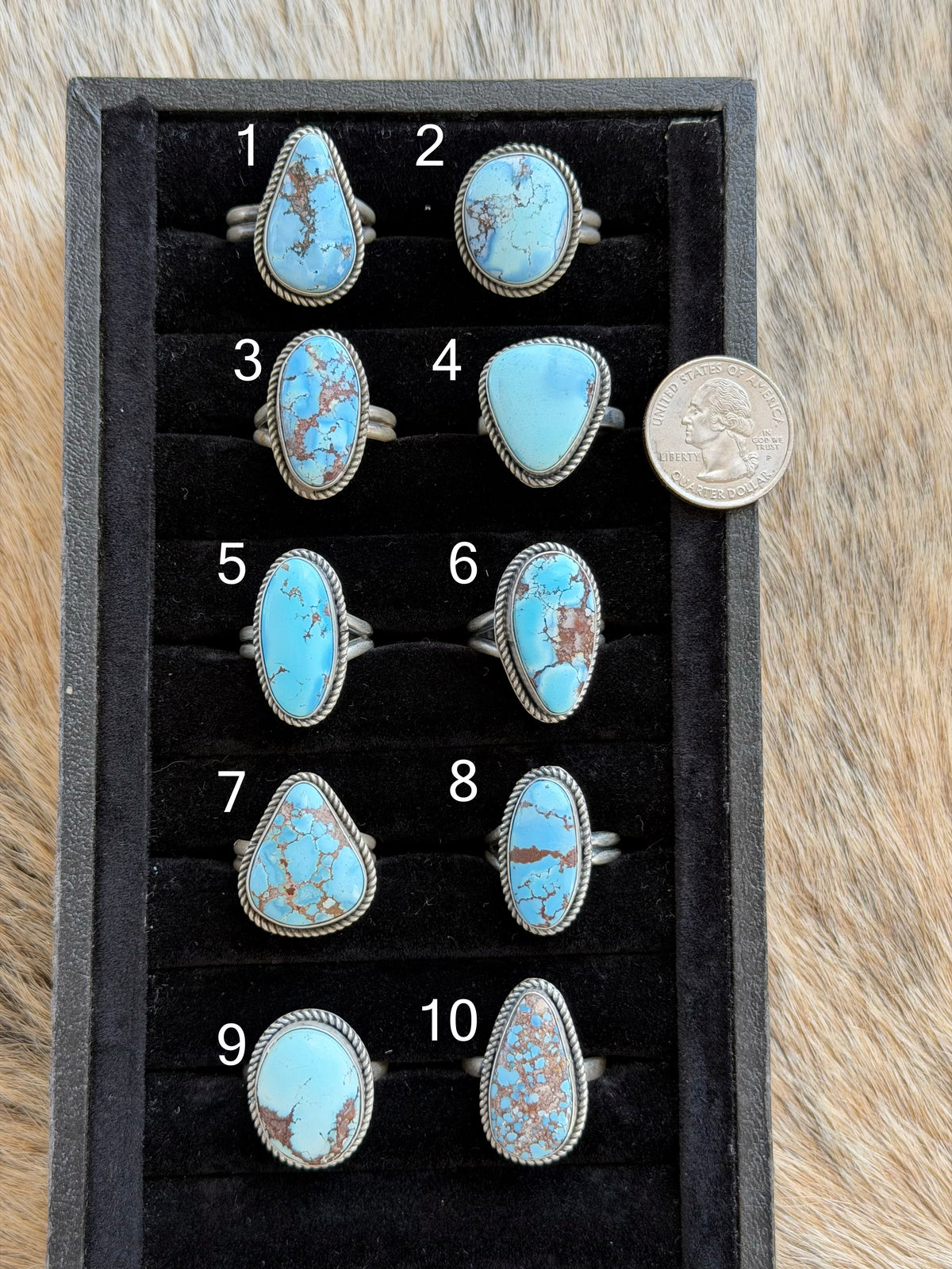 Adjustable Size 6-11 Golden Hills Turquoise Ring