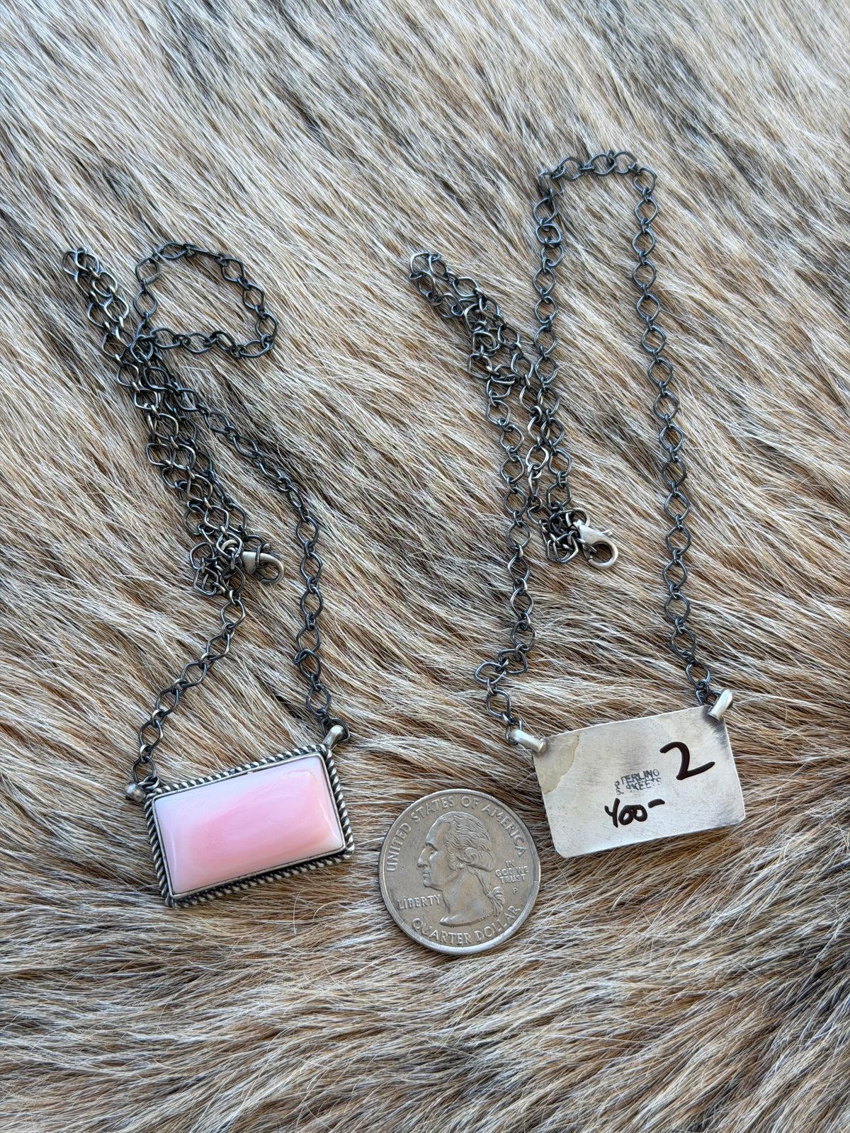 Pink Conch Bar Necklace