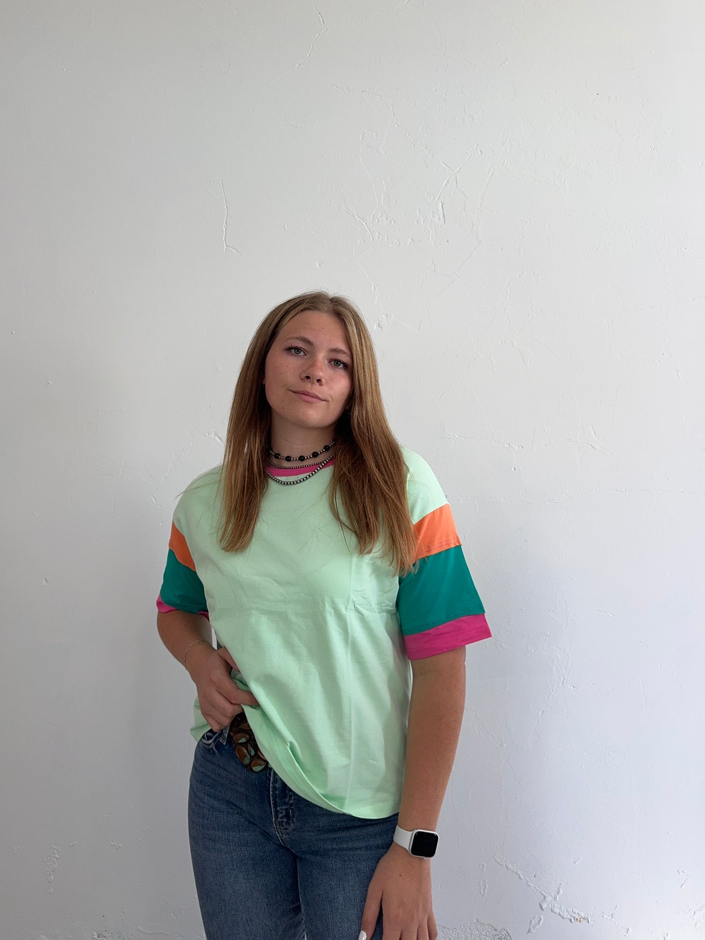 Green Multicolor Short Sleeve Tee