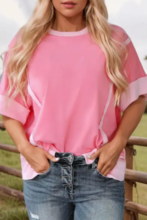 PLUS Pink Half Sleeve Oversized Top