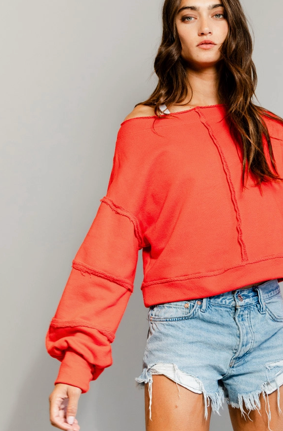Red Cropped Sweatshirt