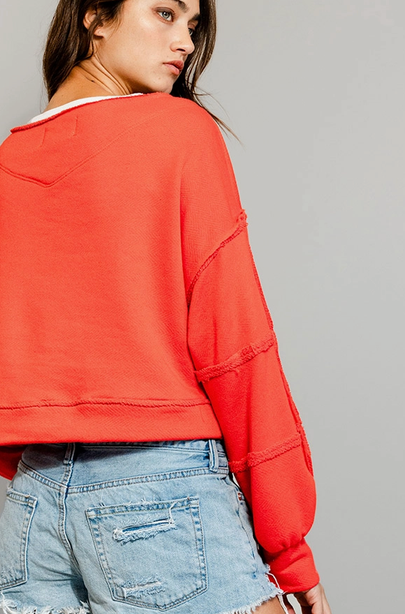 Red Cropped Sweatshirt