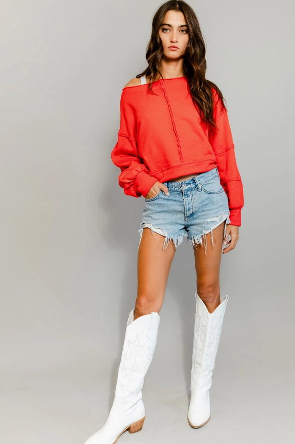 Red Cropped Sweatshirt