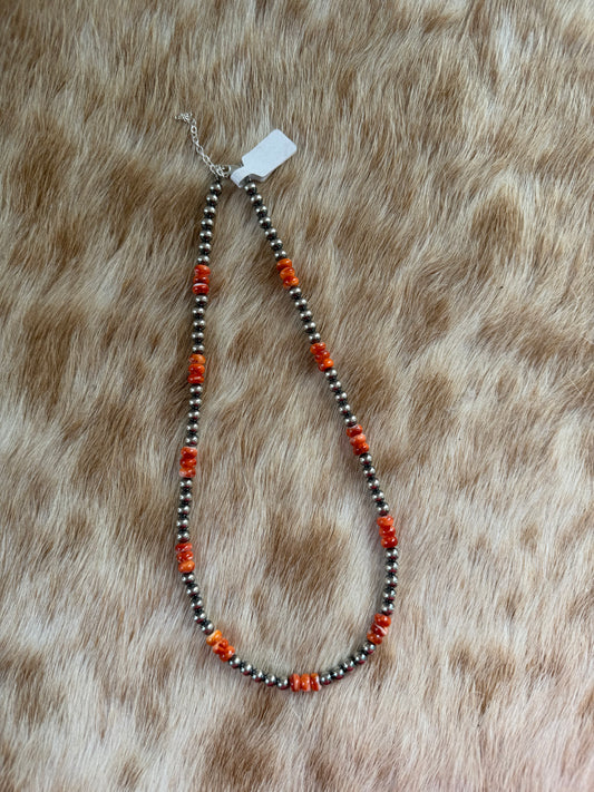 18” Orange Spiny Oyster Shell Necklace