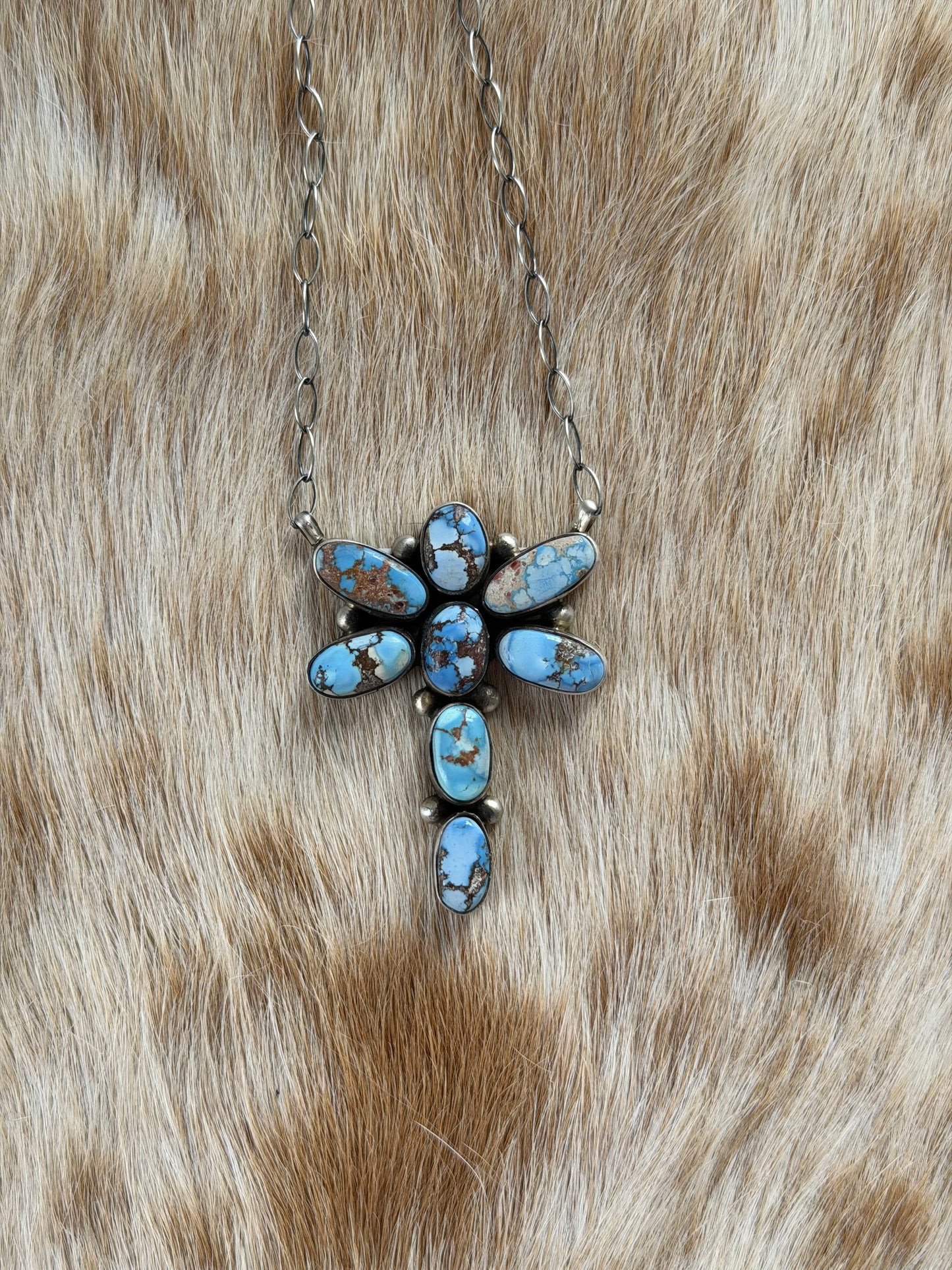 Golden Hills Turquoise Dragonfly Cluster Necklace
