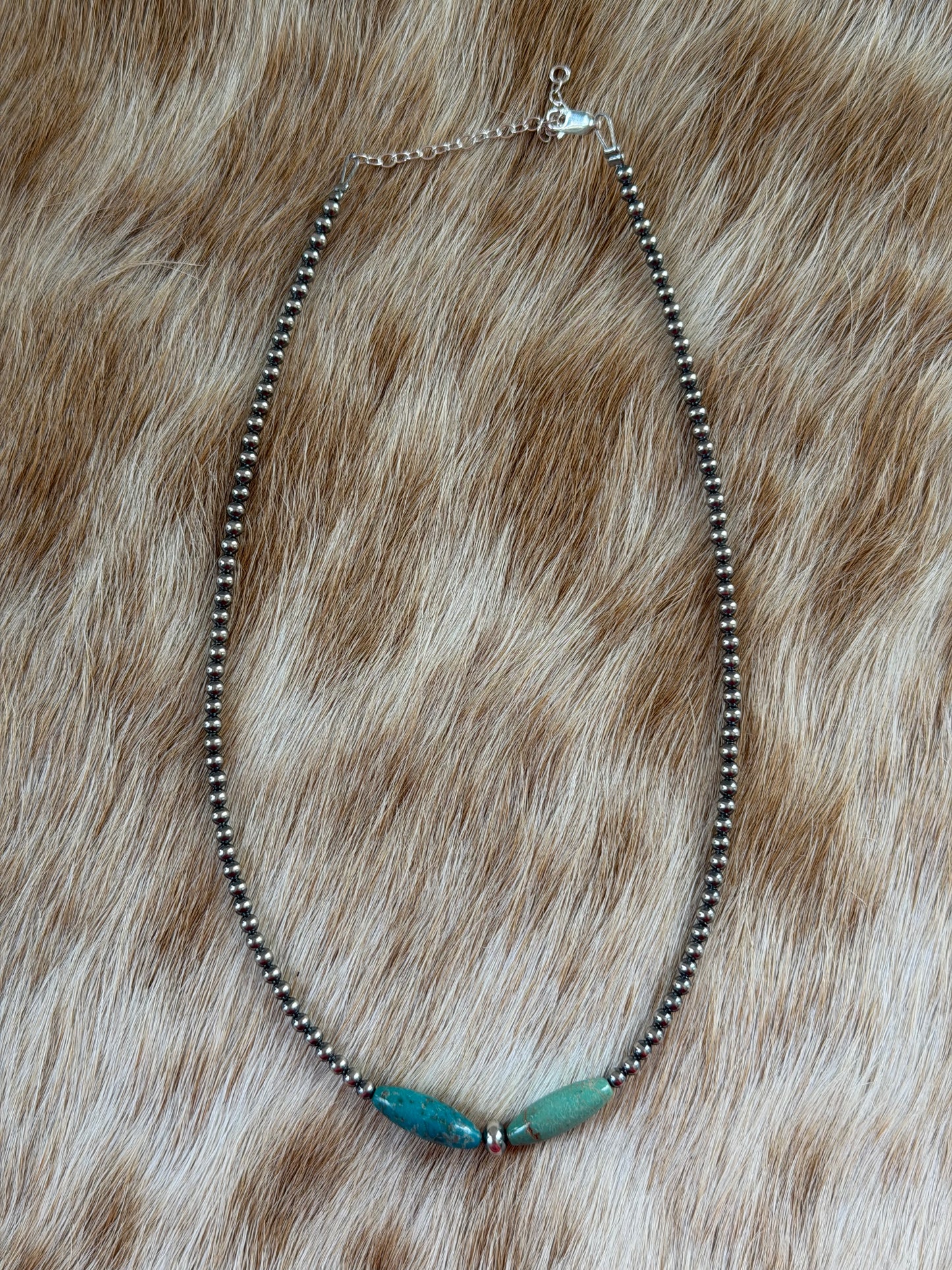 15" 3mm Turquoise Torpedo Necklace