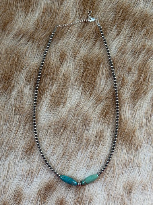 15" 3mm Turquoise Torpedo Necklace