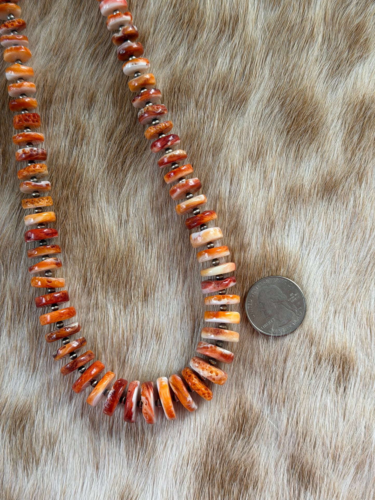 21” Orange Spiny Oyster Shell Statement Necklace