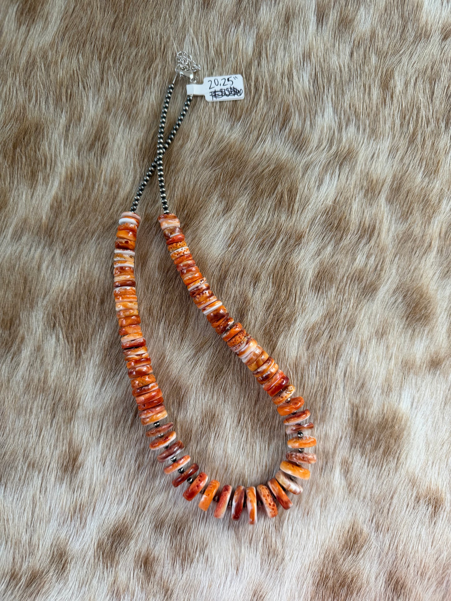 20.25” Orange Spiny Oyster Shell Statement Necklace