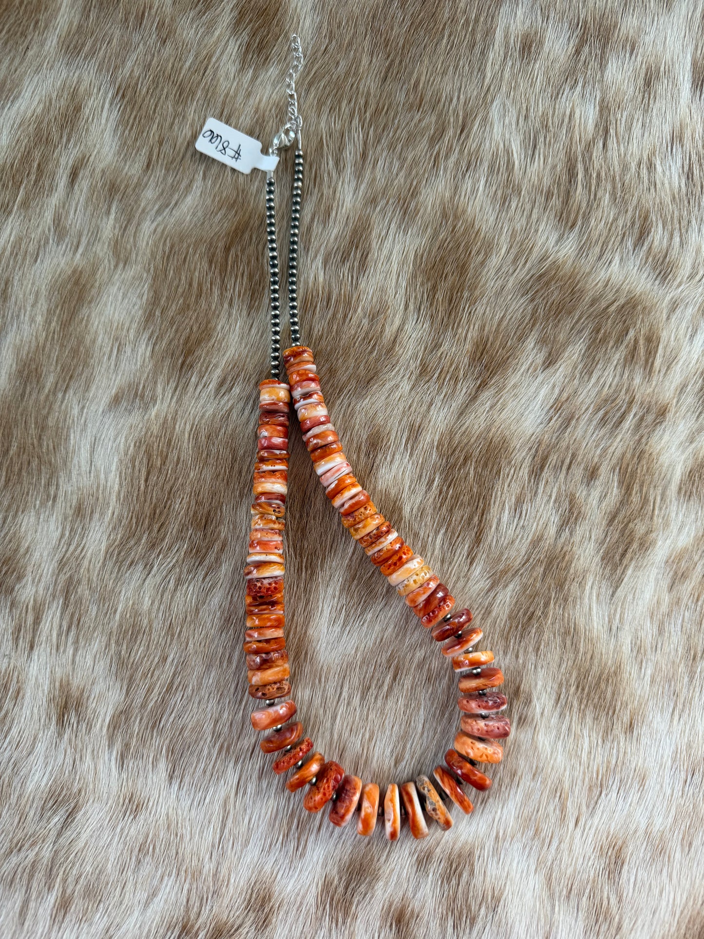 19.75” Orange Spiny Oyster Shell Statement Necklace