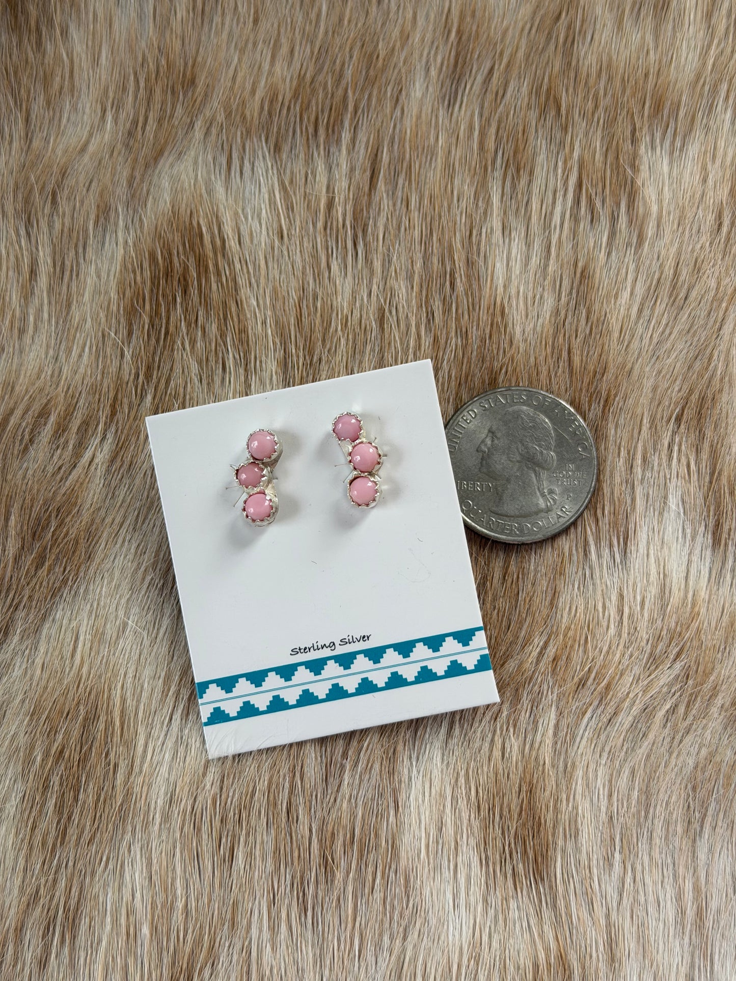 Pink Conch Cluster Earrings