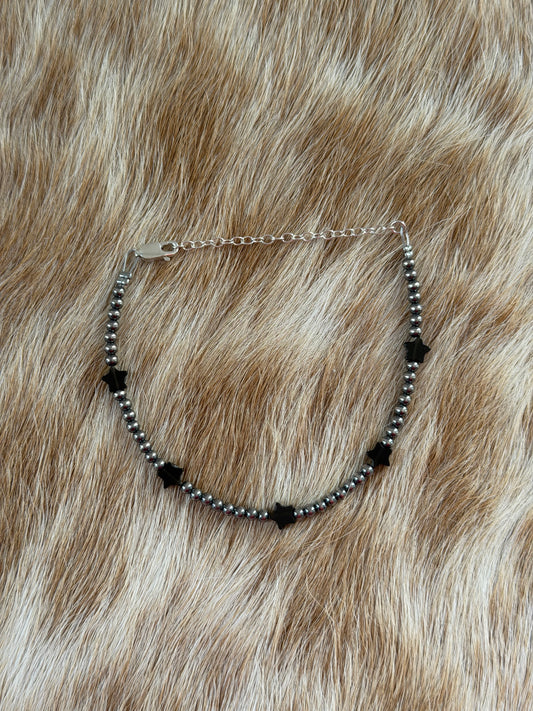 6.5" 3mm Black Onyx Star Bracelet