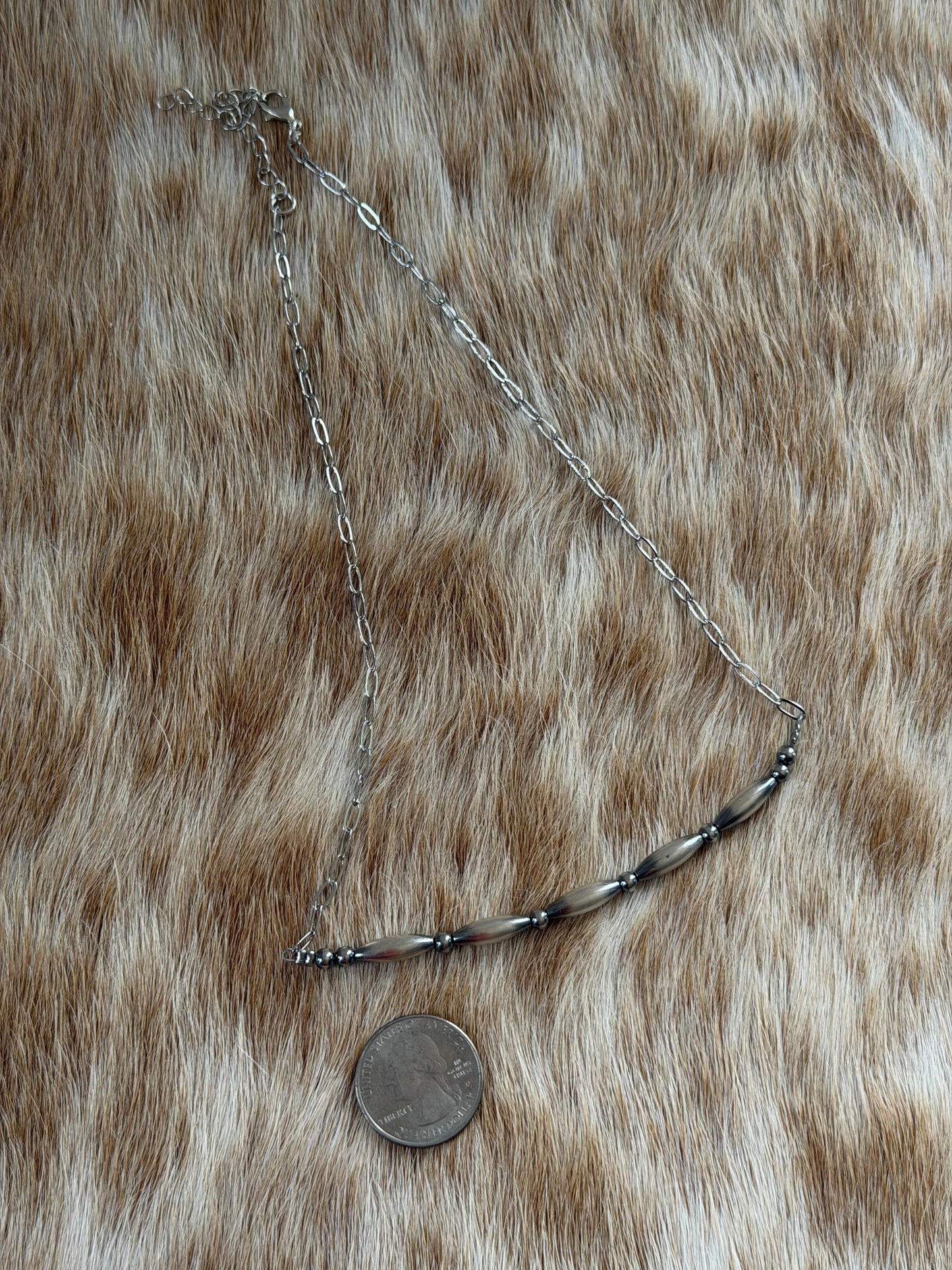 16" Silver Plated Chain and Sterling Pearl Torpedo Necklace