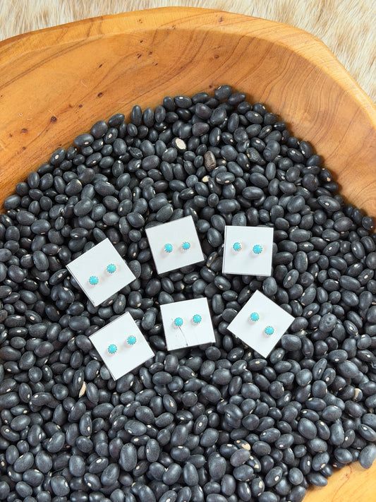 Dainty 5mm Kingman Turquoise Earrings