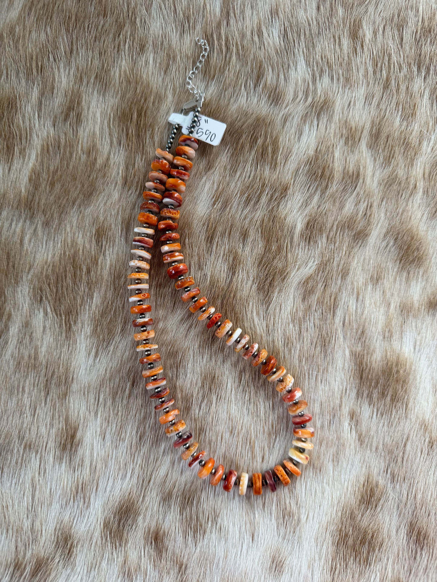 18” Orange Spiny Oyster Shell Statement Necklace