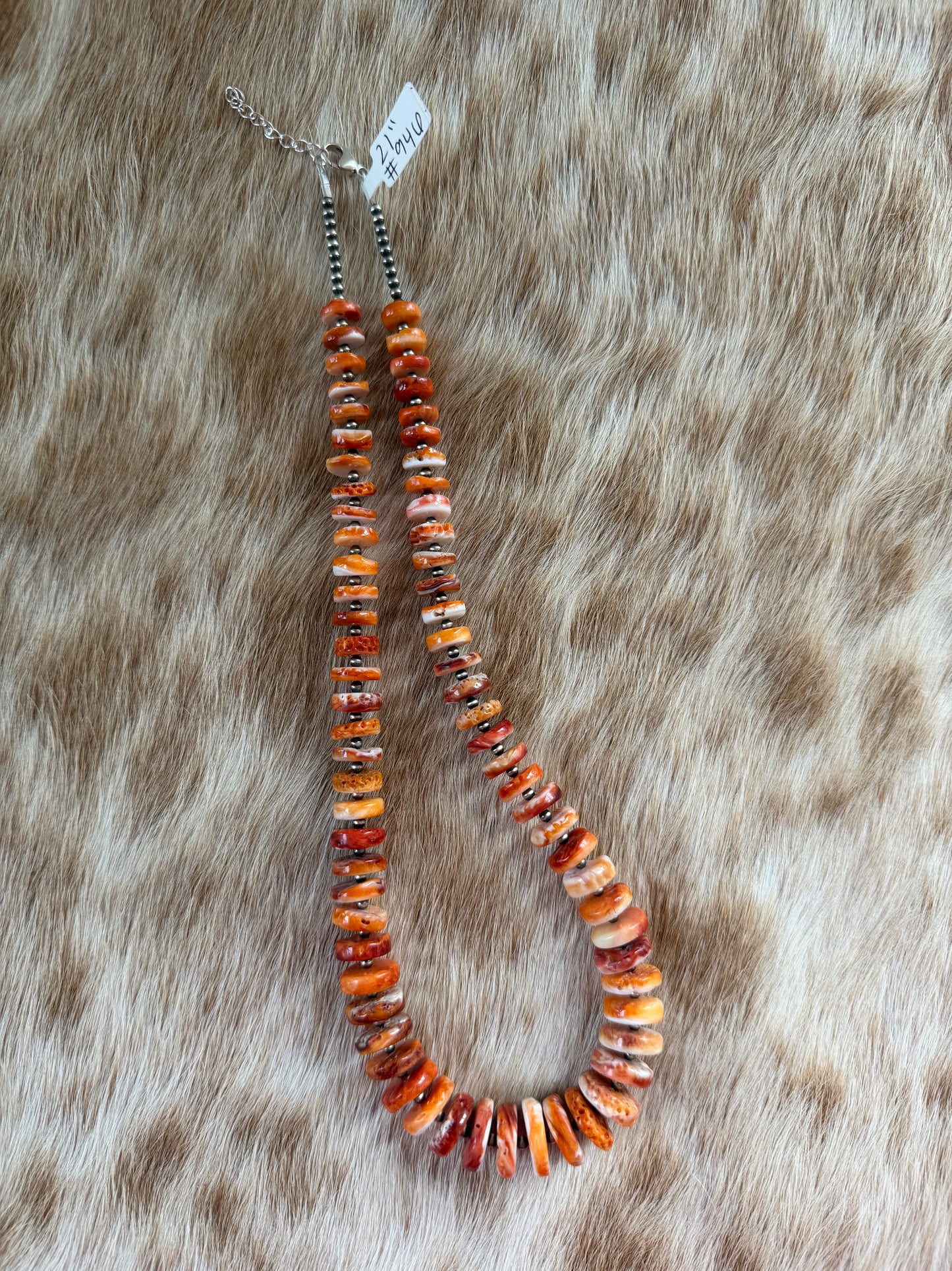 21” Orange Spiny Oyster Shell Statement Necklace