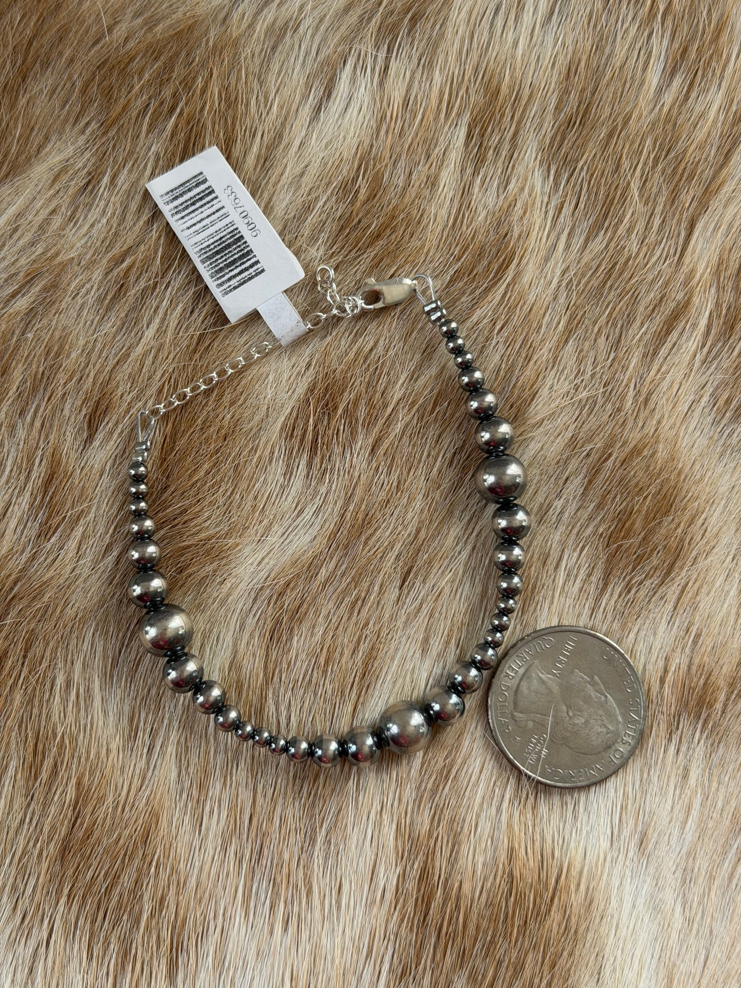 6.25" 3mm-8mm Sterling Pearl Bracelet