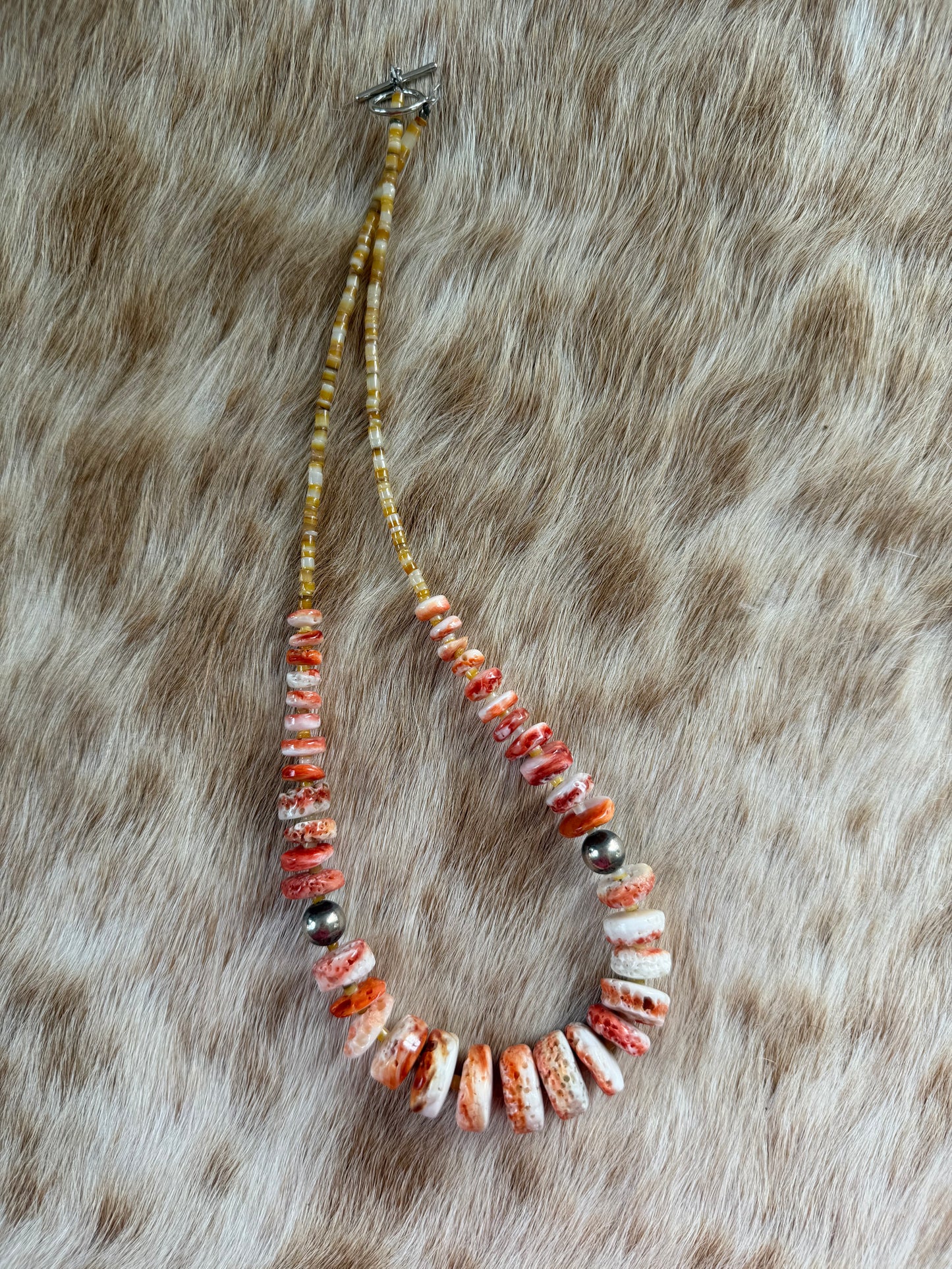 22” Orange Spiny Oyster Shell Statement Necklace
