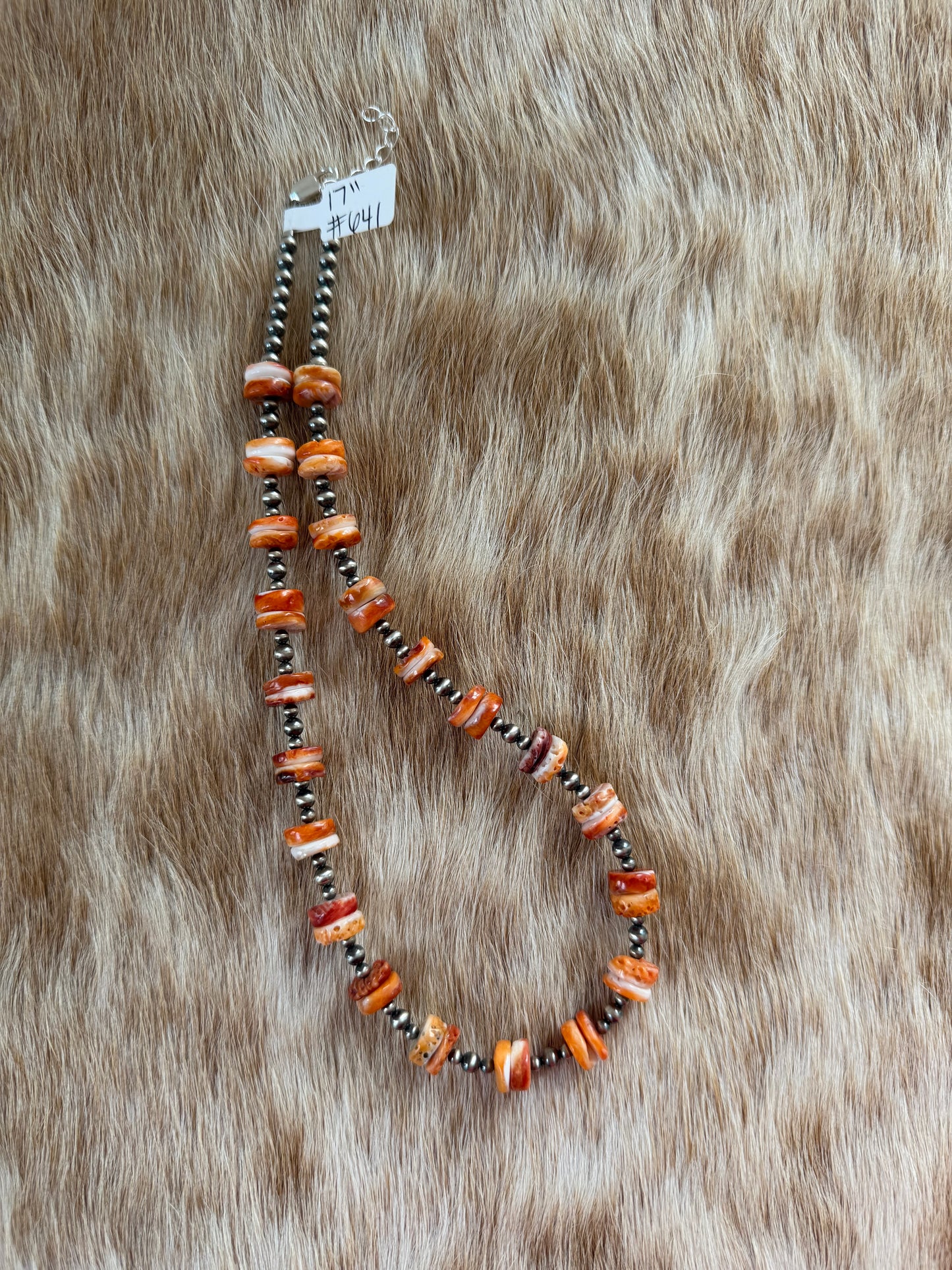 17” Orange Spiny Oyster Shell Necklace
