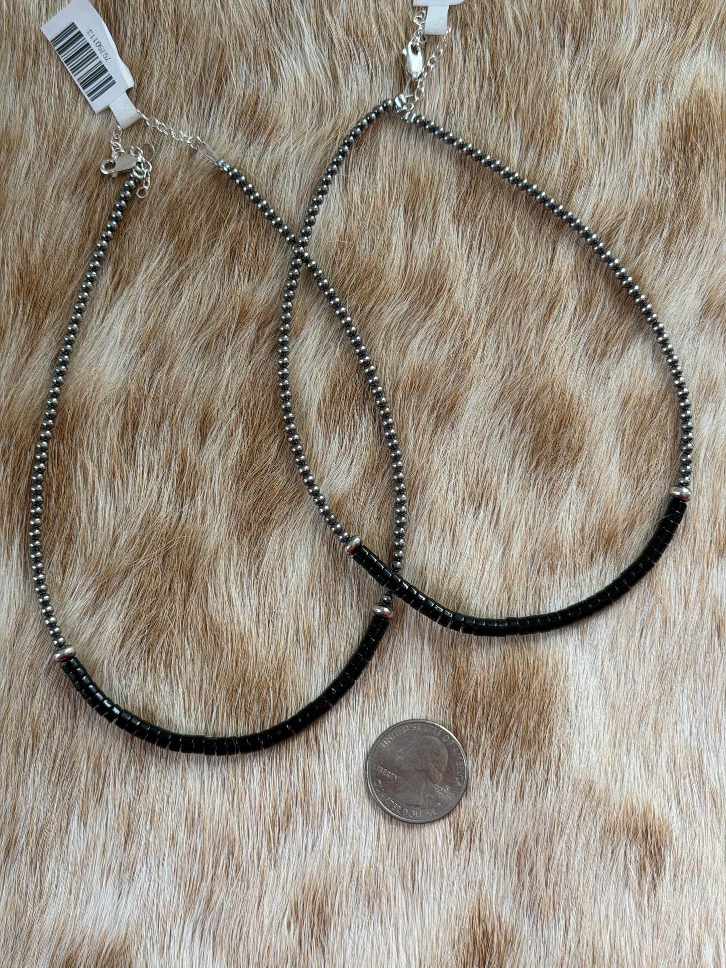 14" Black Onyx Heishi Necklace